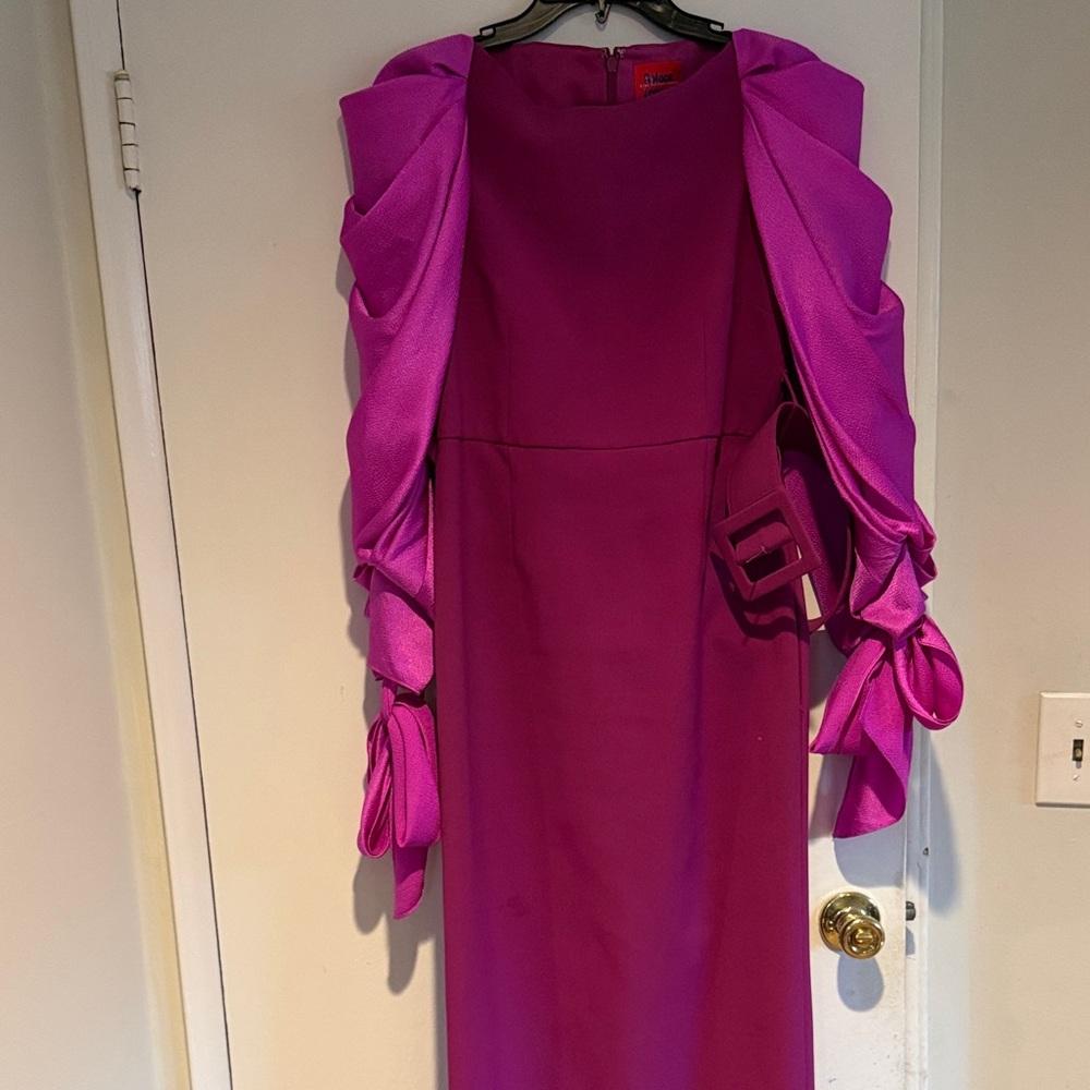 Solace London Fuchsia Long Sleeve Dress